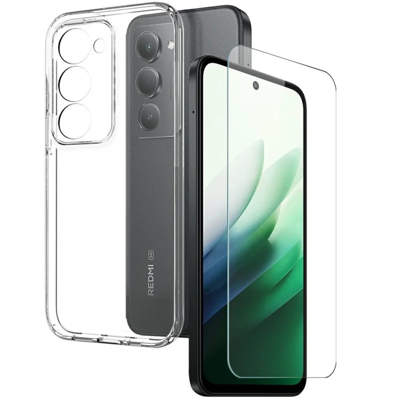NORTHJO Pour Xiaomi Redmi 15 5G (Global) (169 mm) Étui Souple en TPU Transparent Avec Protecteur d'Écran en Verre Trempé