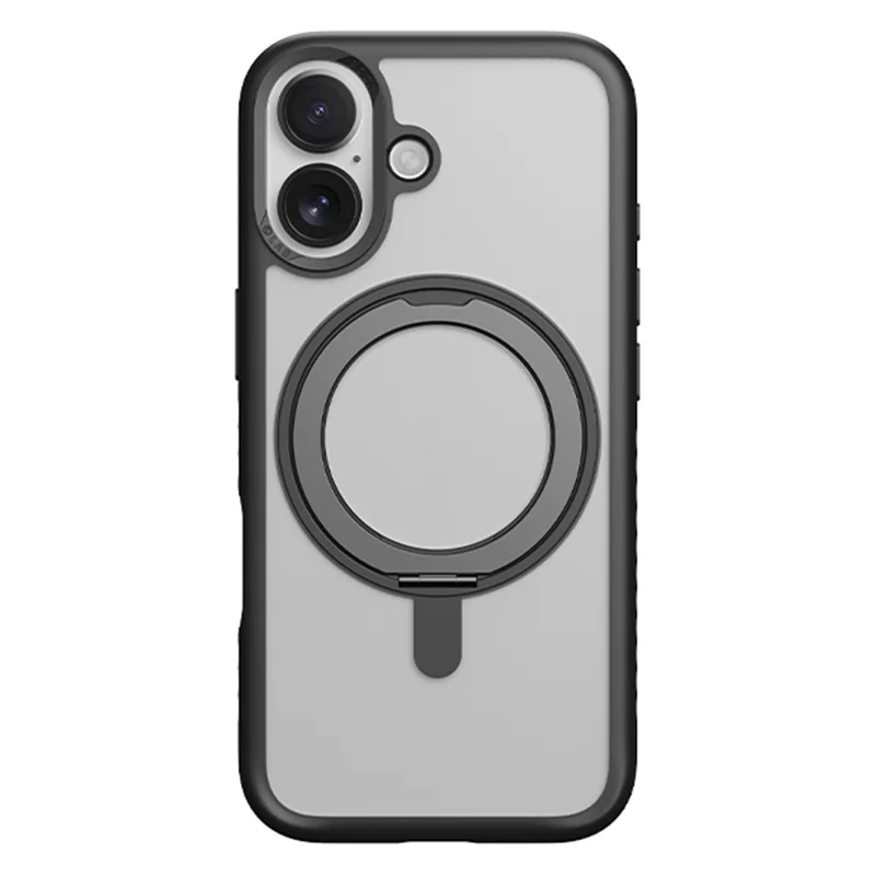 ROCK For iPhone 17 Case with Magnetic Rotating Kickstand Skin-Feel PC + TPU Phone Cover - Black