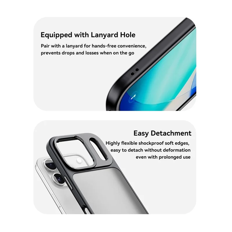 ROCK For iPhone 17 Pro Max Phone Case Skin-Touch PC+TPU Shockproof Back Cover - Black