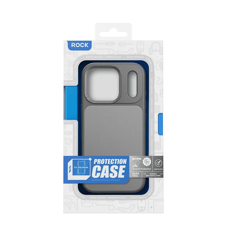 ROCK For iPhone 17 Pro Max Phone Case Skin-Touch PC+TPU Shockproof Back Cover - Black