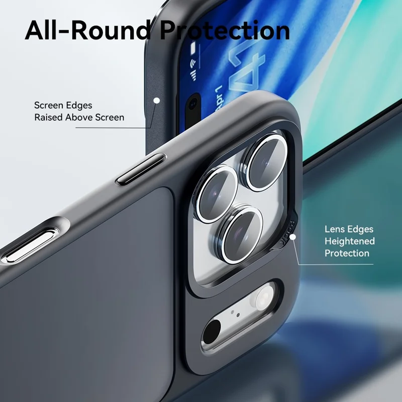 ROCK For iPhone 17 Pro Max Phone Case Skin-Touch PC+TPU Shockproof Back Cover - Black