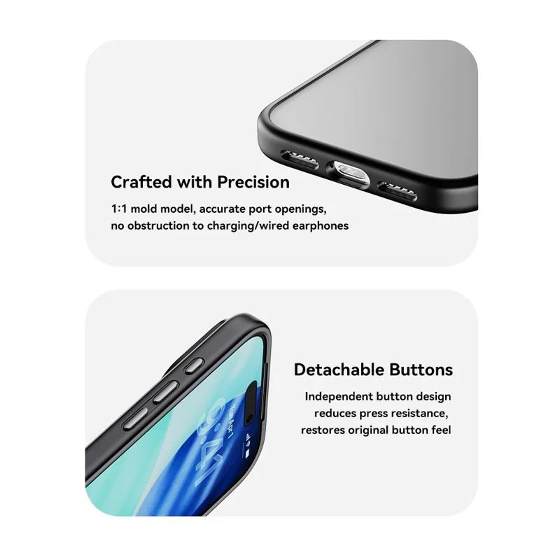 ROCK For iPhone 17 Pro Max Phone Case Skin-Touch PC+TPU Shockproof Back Cover - Black