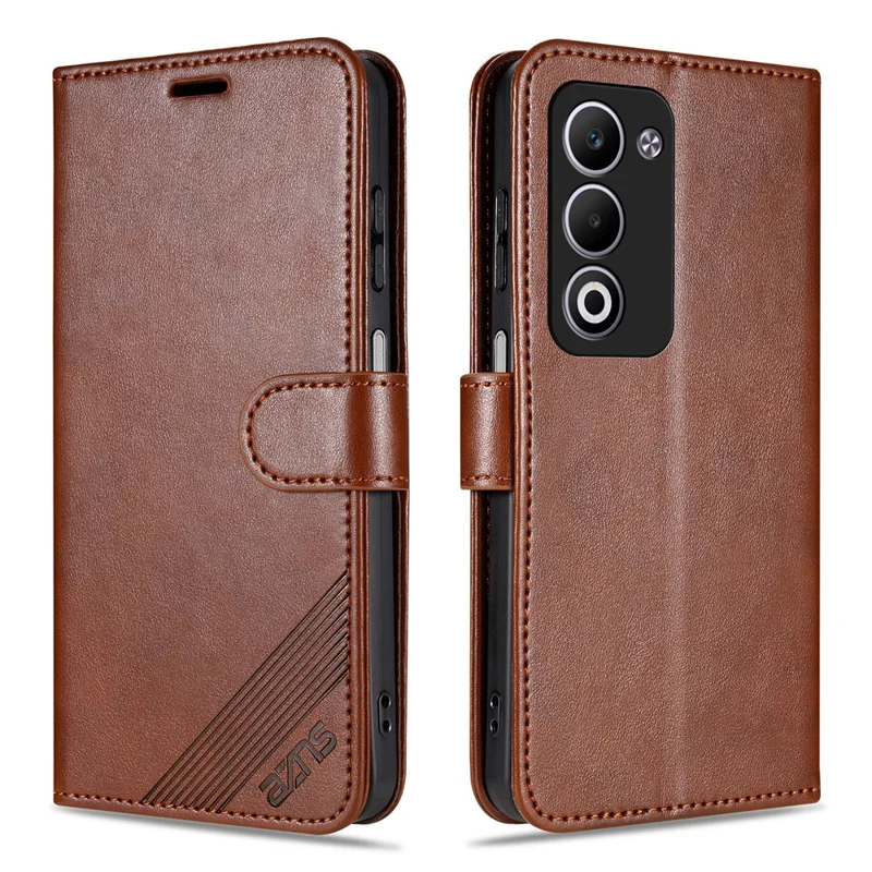 AZNS telefonbeskyttelse til Oppo A5i 4G / A5 5G / A6i, anti-skramme PU-læder ståplade med tegnebog - Brun