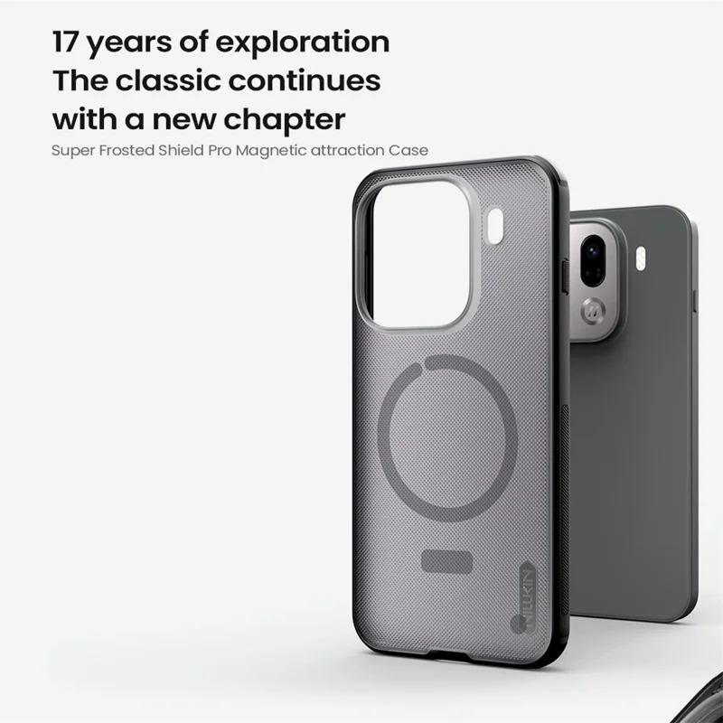 NILLKIN Super Frosted Shield Pro til Oppo Find X9 Pro 5G Magnetisk Taske Matt PC TPU Gennemsigtig Sort Telefon Bagdækning