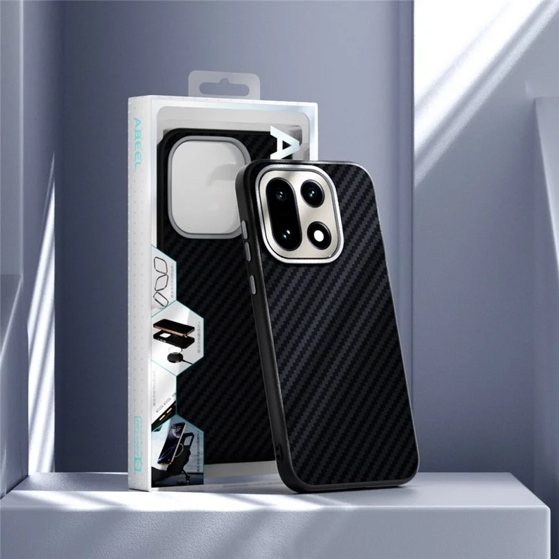 ABEEL لـ OnePlus 15 5G غطاء جوال متوافق مع MagSafe بتصميم ألياف كربونية - أسود / أحمر