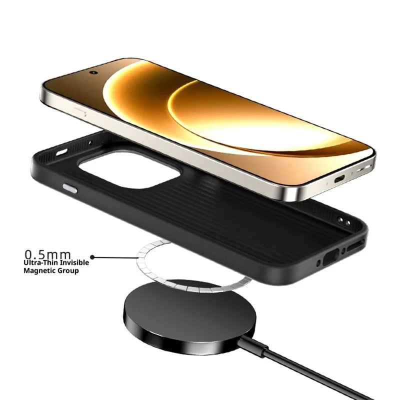 ABEEL لـ OnePlus 15 5G غطاء جوال متوافق مع MagSafe بتصميم ألياف كربونية - أسود / أحمر