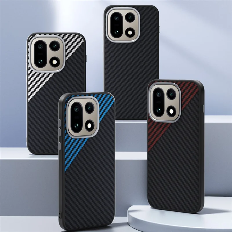 ABEEL لـ OnePlus 15 5G غطاء جوال متوافق مع MagSafe بتصميم ألياف كربونية - أسود / أحمر