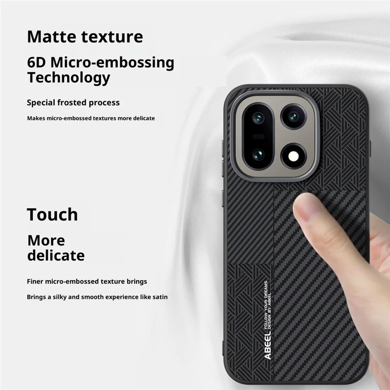 ABEEL For OnePlus 15 5G Magnetic Case PC + TPU + Aluminum Alloy + PU Leather Slim Phone Back Cover - Texture 2