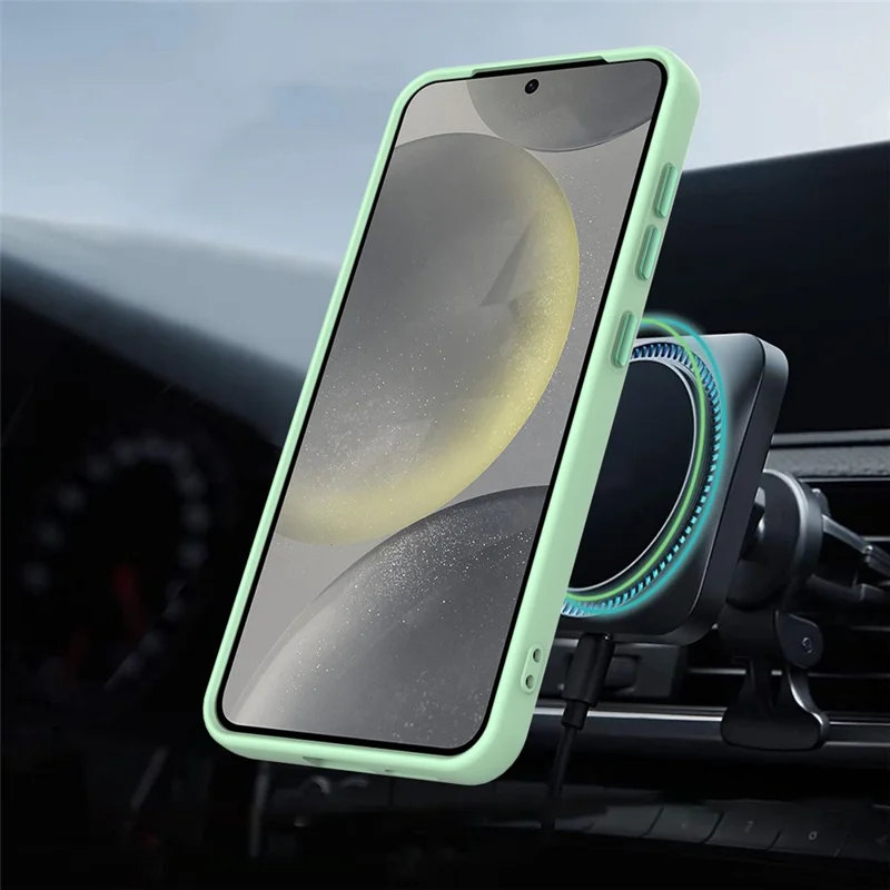 Für Samsung Galaxy S25+ / S24+ Magnetisches Gehäuse Drehring Ständer TPU + PC Handyhülle - Grün