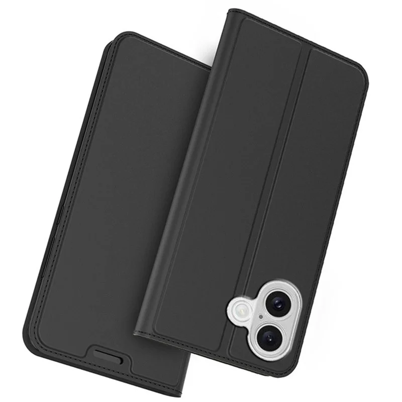 iPhone 17 Hülle PU-Leder Handyhülle mit Kartenfach Ständer - Schwarz