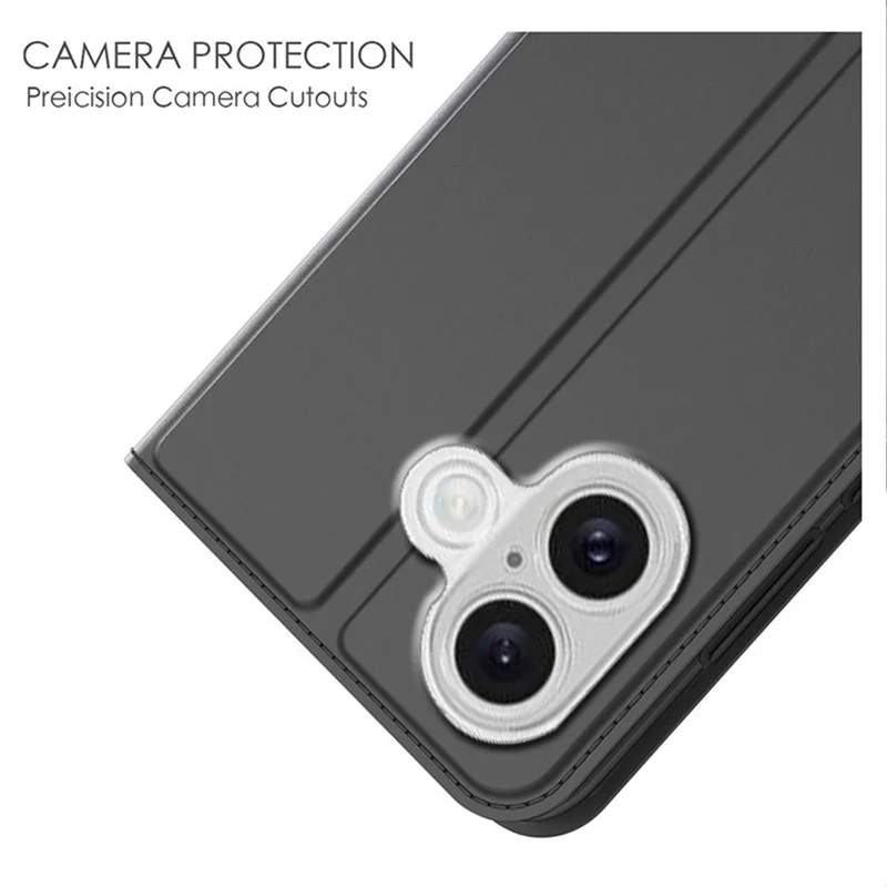 iPhone 17 Hülle PU-Leder Handyhülle mit Kartenfach Ständer - Schwarz