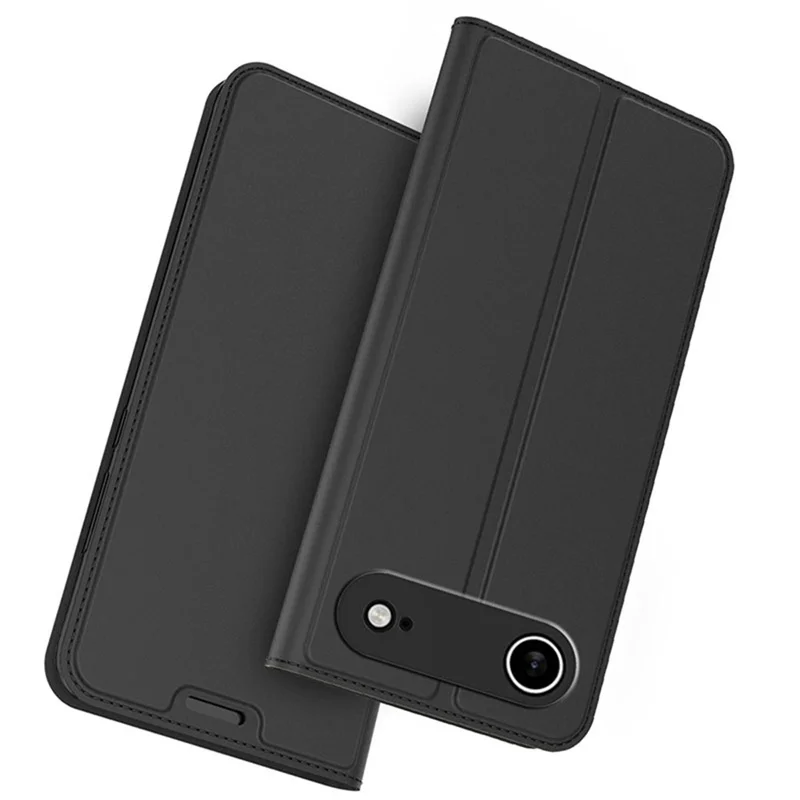 For iPhone Air Case PU Leather Phone Cover with Card Holder Stand - Black