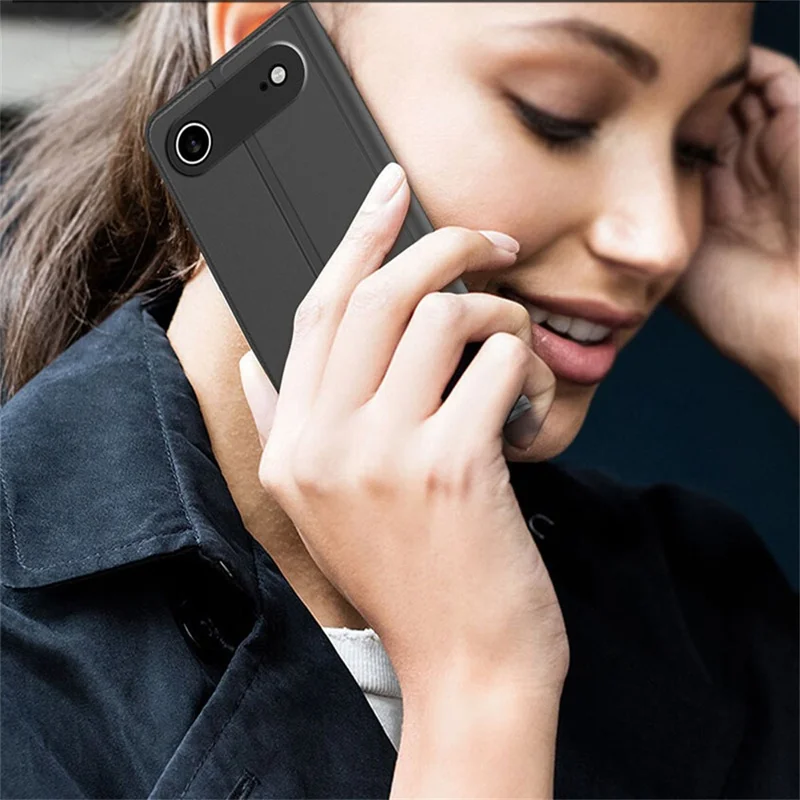 For iPhone Air Case PU Leather Phone Cover with Card Holder Stand - Black