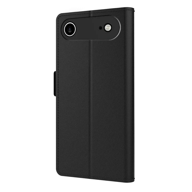 iPhone Air Case Stand PU-Leder Handyhülle Kartenfach Spiegel - Schwarz