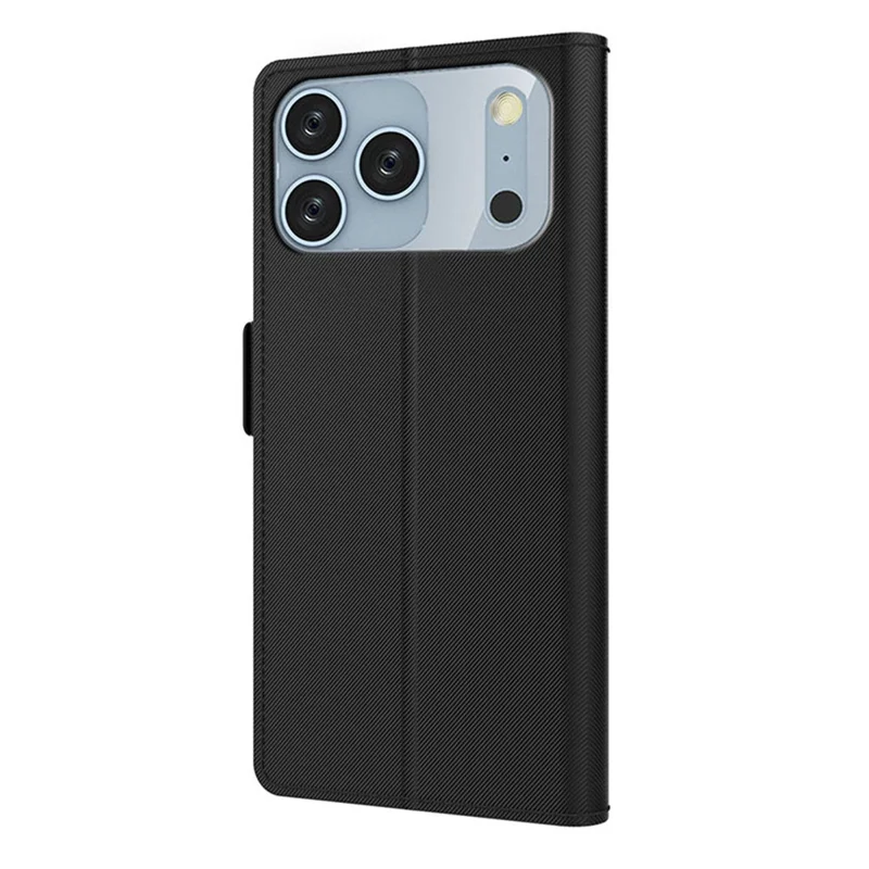 iPhone 17 Pro Hülle Ständer PU Leder Handyhülle Kartenhalter Spiegel - Schwarz