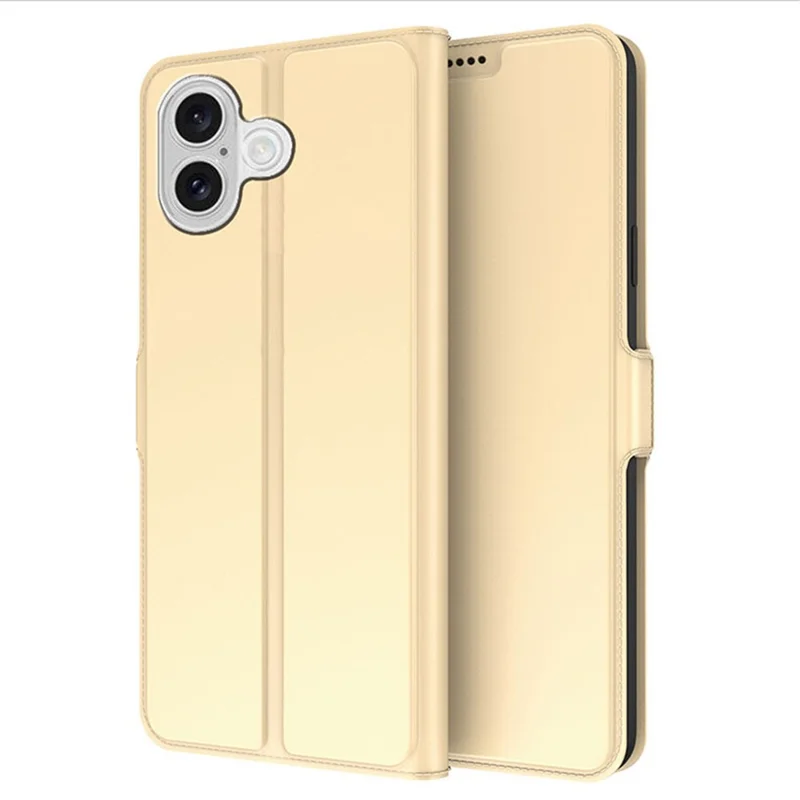 For iPhone 17 Case Shockproof TPU Inner Shell Leather Phone Cover Card Slot - Gold