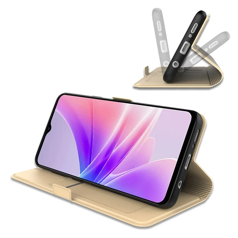 For iPhone 17 Case Shockproof TPU Inner Shell Leather Phone Cover Card Slot - Gold