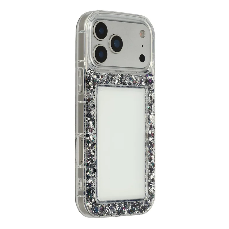 For iPhone 17 Pro Max Case Glitter Epoxy Soft TPU Clear Back Cover - Black