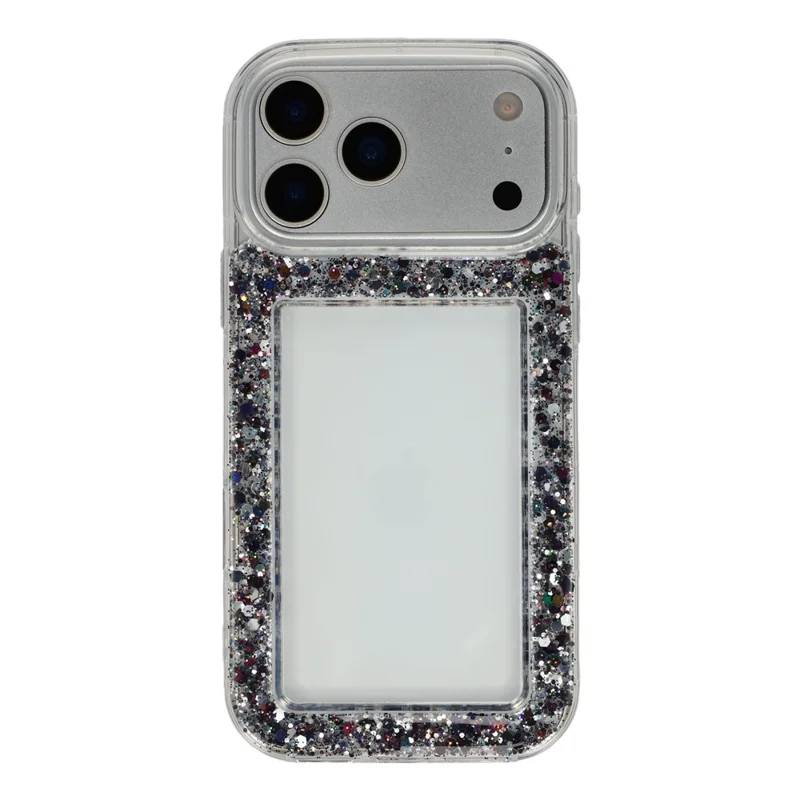 For iPhone 17 Pro Max Case Glitter Epoxy Soft TPU Clear Back Cover - Black