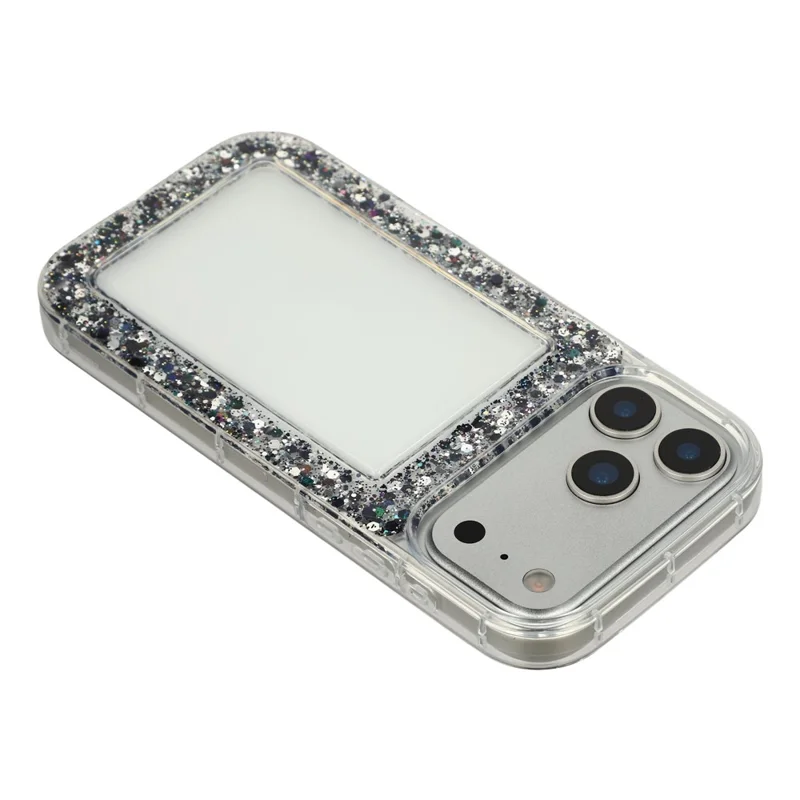 For iPhone 17 Pro Max Case Glitter Epoxy Soft TPU Clear Back Cover - Black