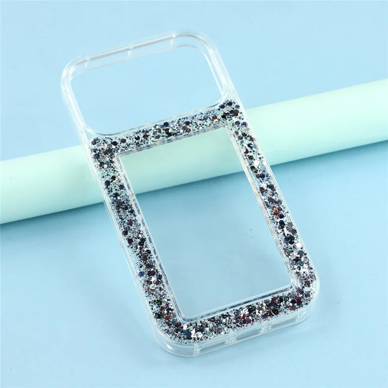 For iPhone 17 Pro Max Case Glitter Epoxy Soft TPU Clear Back Cover - Black