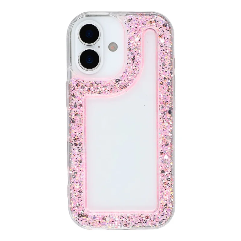 For iPhone 17 Case Glitter Epoxy Soft TPU Clear Back Cover - Pink