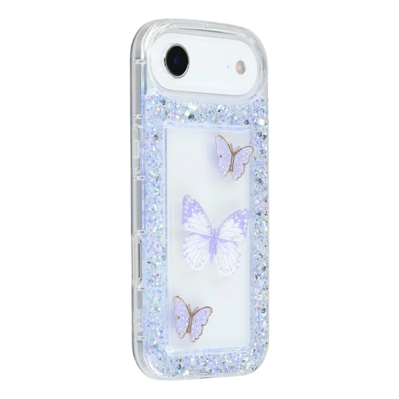 Чехол для iPhone Air DIY Butterfly Glitter Epoxy Soft TPU Phone Back Cover - Фиолетовый