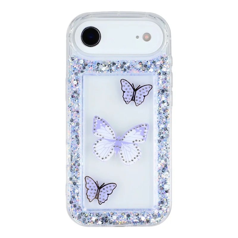 Чехол для iPhone Air DIY Butterfly Glitter Epoxy Soft TPU Phone Back Cover - Фиолетовый