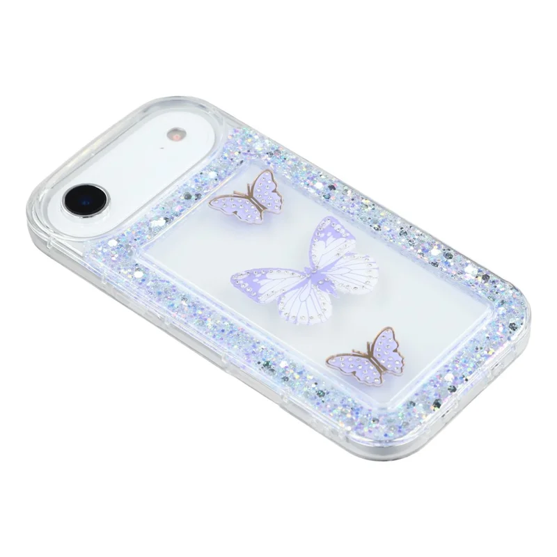 Чехол для iPhone Air DIY Butterfly Glitter Epoxy Soft TPU Phone Back Cover - Фиолетовый