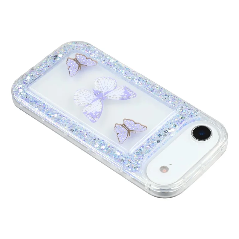 Чехол для iPhone Air DIY Butterfly Glitter Epoxy Soft TPU Phone Back Cover - Фиолетовый