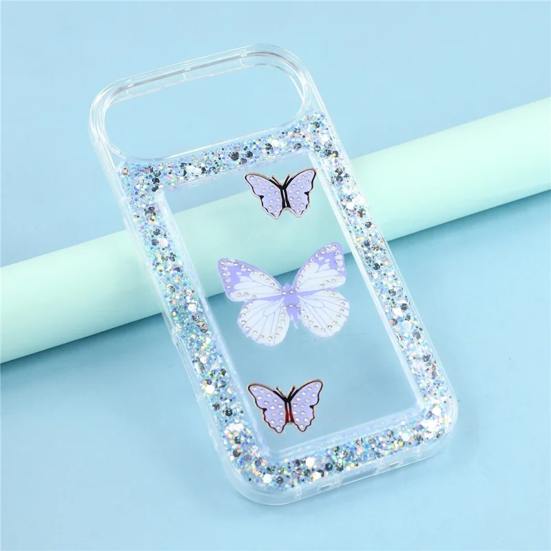 Чехол для iPhone Air DIY Butterfly Glitter Epoxy Soft TPU Phone Back Cover - Фиолетовый