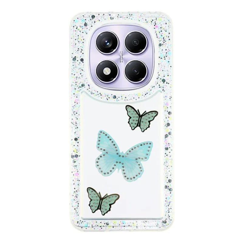 Coque Xiaomi Redmi Note 14 Pro 5G / Poco X7 5G - Papillon Paillettes Epoxy Soft TPU - Vert