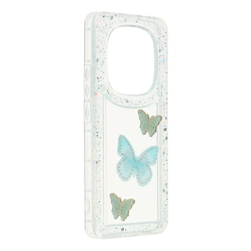 Coque Xiaomi Redmi Note 14 Pro 5G / Poco X7 5G - Papillon Paillettes Epoxy Soft TPU - Vert