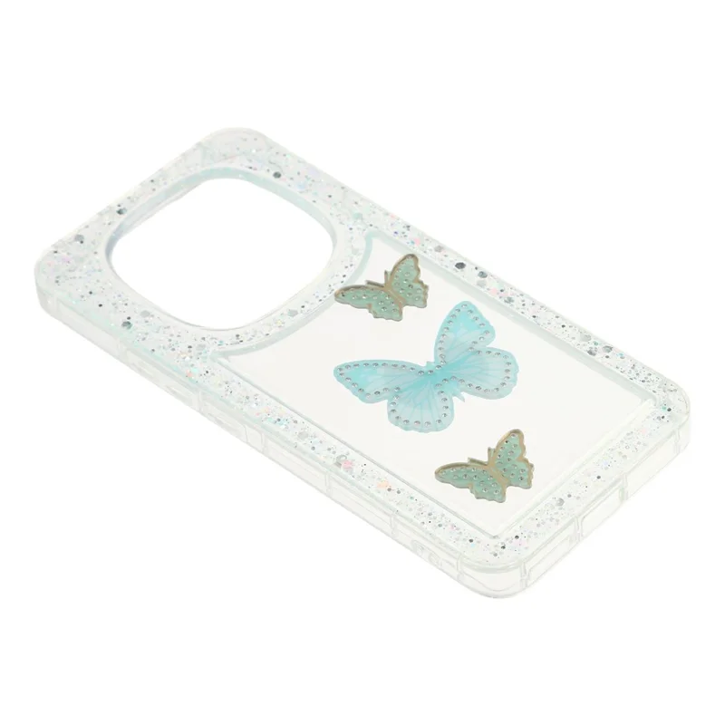 Coque Xiaomi Redmi Note 14 Pro 5G / Poco X7 5G - Papillon Paillettes Epoxy Soft TPU - Vert