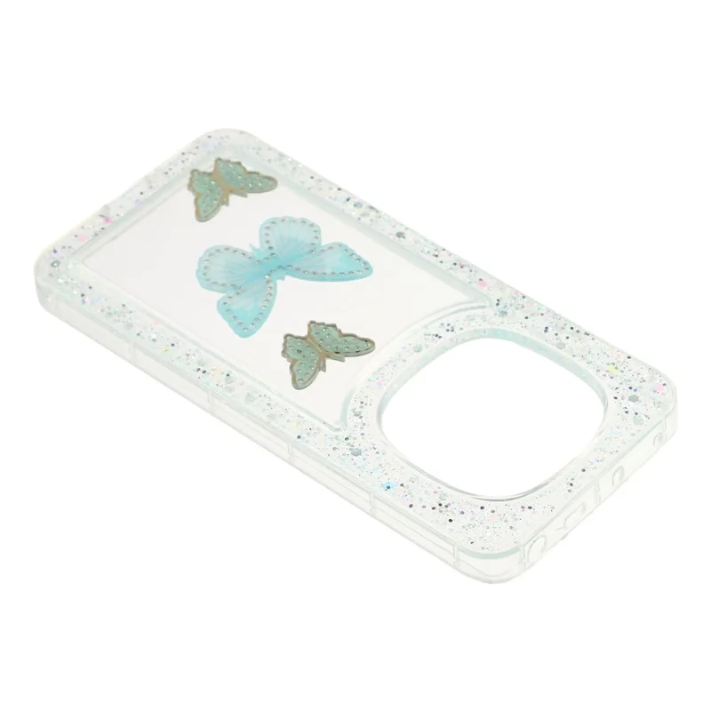 Coque Xiaomi Redmi Note 14 Pro 5G / Poco X7 5G - Papillon Paillettes Epoxy Soft TPU - Vert