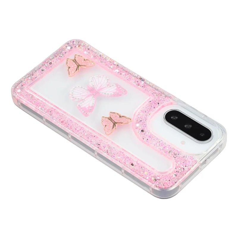 Phone Case For Samsung Galaxy A17 4G / 5G / A26 5G DIY Butterfly Glitter Epoxy Soft TPU Back Cover - Pink