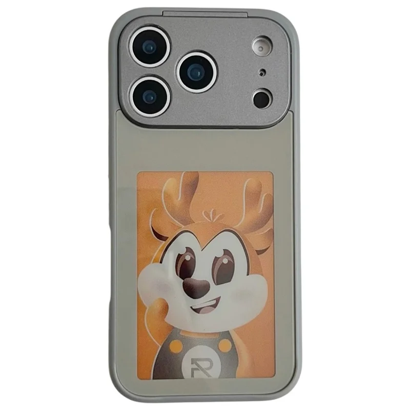 For iPhone 17 Pro Max Smart E-Ink Phone Case 4 Color HD 4 inch Display NFC DIY Customized Screen - Grey
