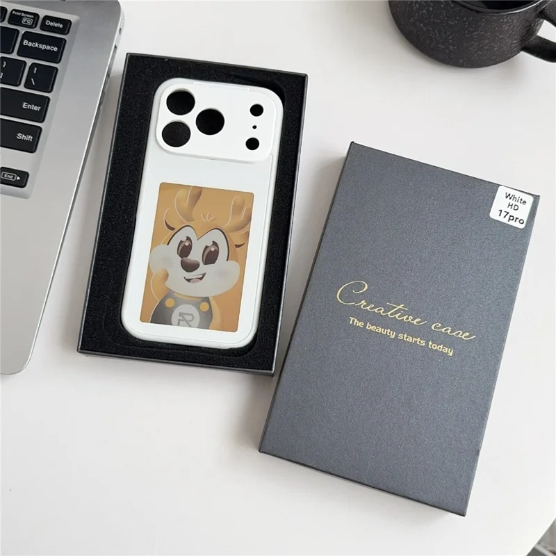 For iPhone 17 Pro Max Smart E-Ink Phone Case 4 Color HD 4 inch Display NFC DIY Customized Screen - Grey