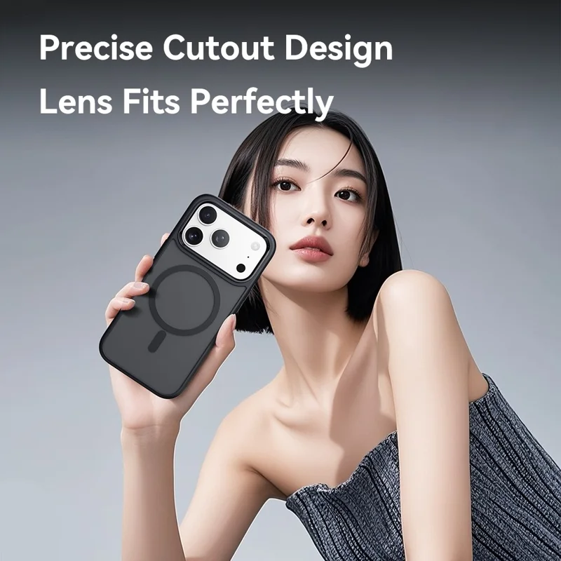 ROCK Para iPhone 17 Pro Capa Magnética Compatível com MagSafe Pele-Toque PC + Capa de Telefone TPU - Preto