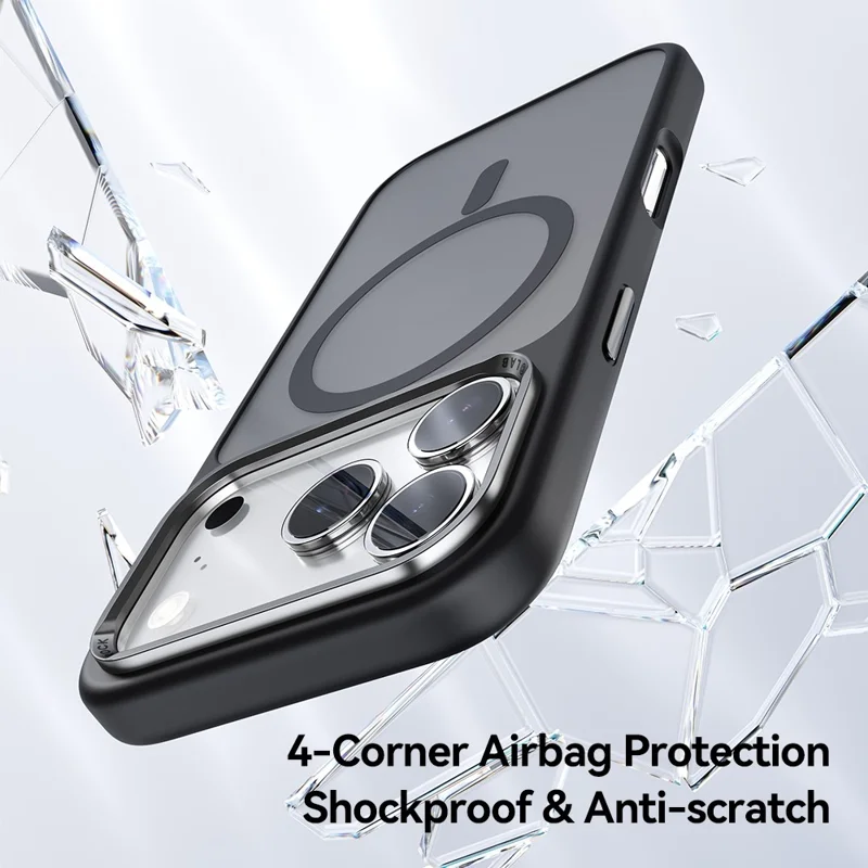 ROCK Para iPhone 17 Pro Capa Magnética Compatível com MagSafe Pele-Toque PC + Capa de Telefone TPU - Preto