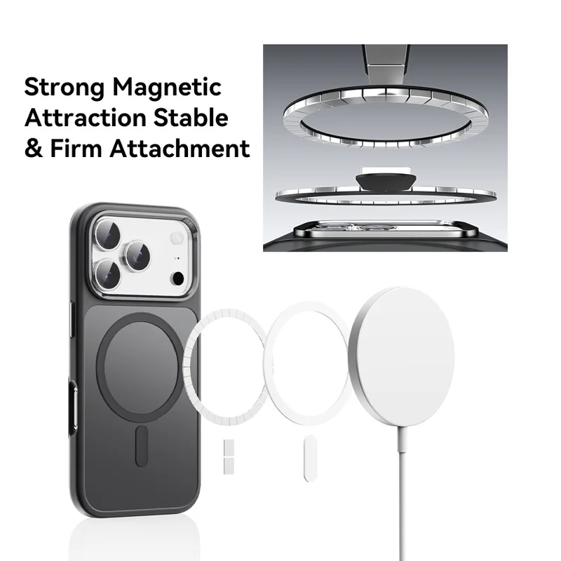 ROCK Para iPhone 17 Pro Capa Magnética Compatível com MagSafe Pele-Toque PC + Capa de Telefone TPU - Preto