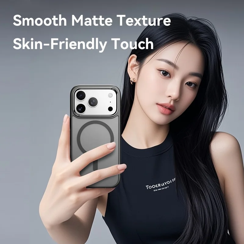 ROCK Para iPhone 17 Pro Capa Magnética Compatível com MagSafe Pele-Toque PC + Capa de Telefone TPU - Preto