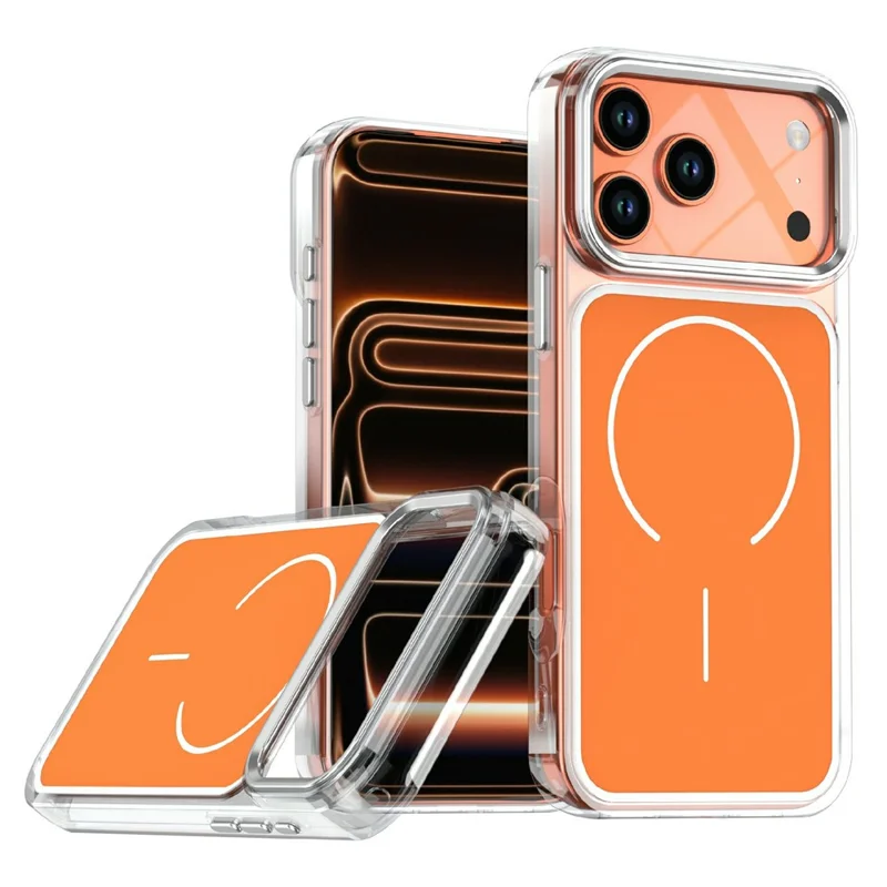 For iPhone 17 Pro Max Case Compatible with MagSafe Electroplated Acrylic TPU Phone Back Cover - Orange