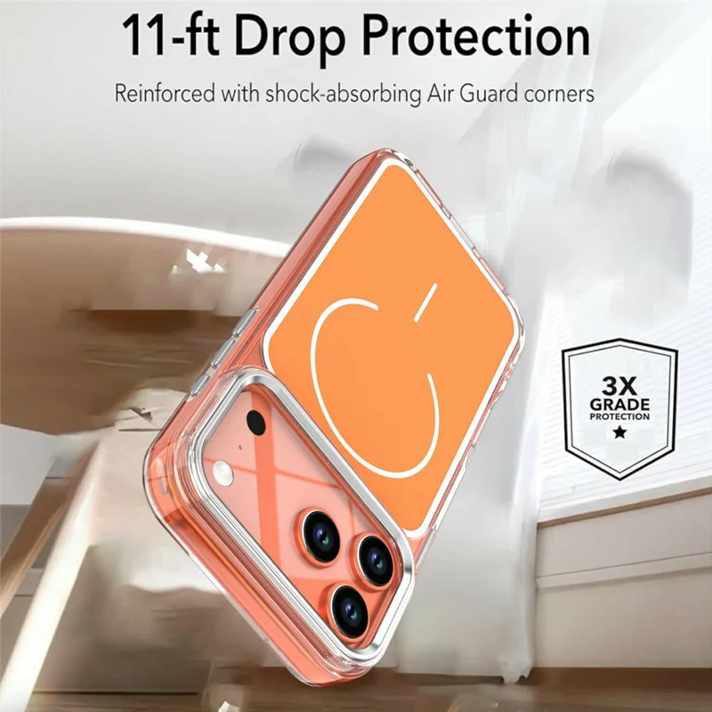 For iPhone 17 Pro Max Case Compatible with MagSafe Electroplated Acrylic TPU Phone Back Cover - Orange