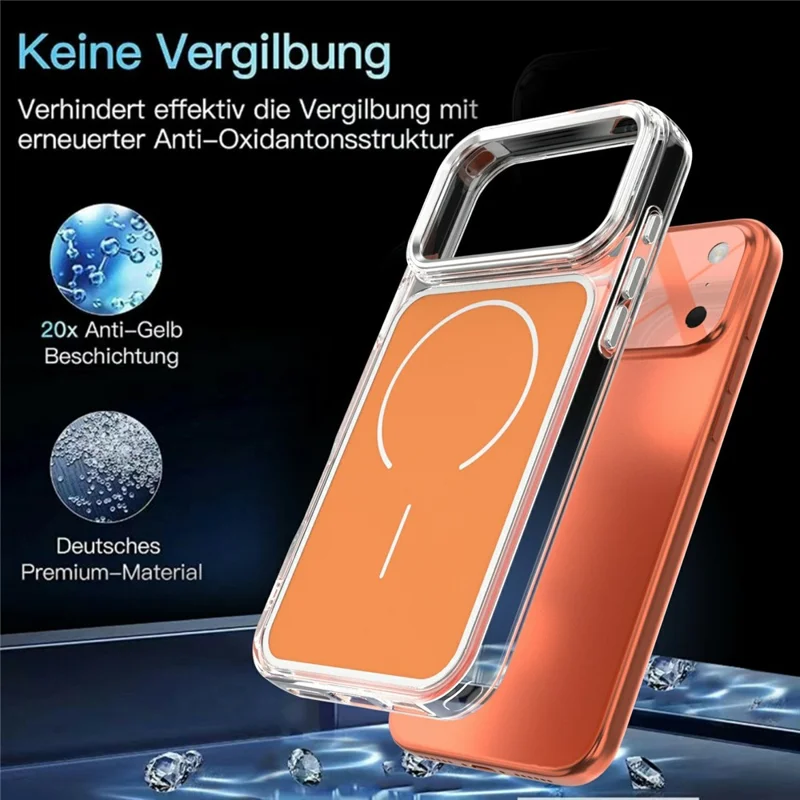For iPhone 17 Pro Max Case Compatible with MagSafe Electroplated Acrylic TPU Phone Back Cover - Orange