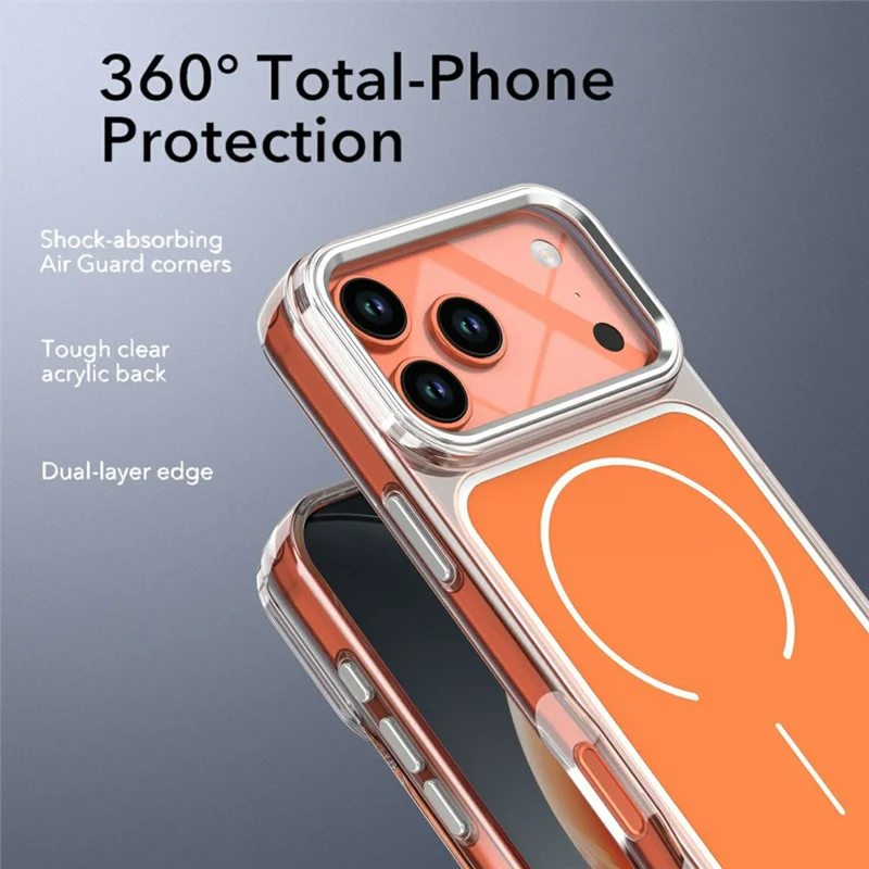 For iPhone 17 Pro Max Case Compatible with MagSafe Electroplated Acrylic TPU Phone Back Cover - Orange