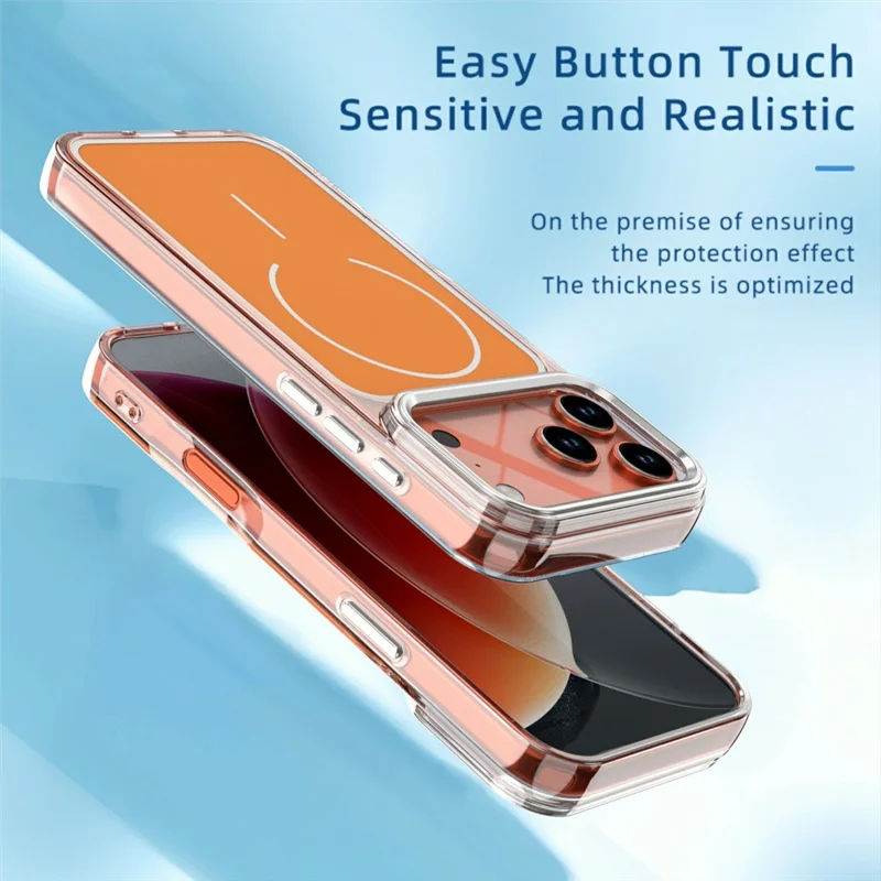 For iPhone 17 Pro Max Case Compatible with MagSafe Electroplated Acrylic TPU Phone Back Cover - Orange
