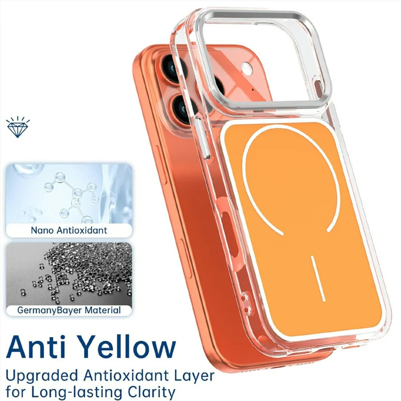 For iPhone 17 Pro Case Compatible with MagSafe Electroplated Acrylic TPU Phone Back Cover - Orange