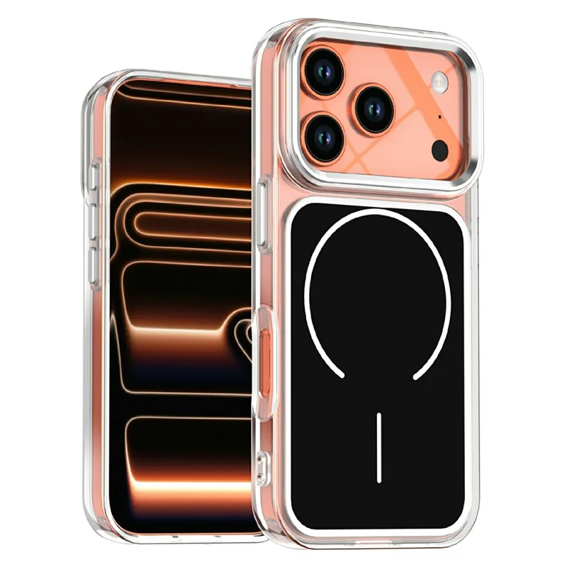 For iPhone 17 Pro Case Compatible with MagSafe Electroplated Acrylic TPU Phone Back Cover - Black