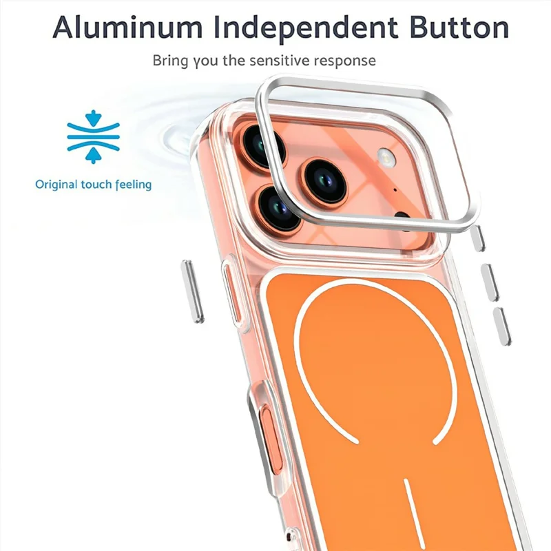 For iPhone 17 Pro Case Compatible with MagSafe Electroplated Acrylic TPU Phone Back Cover - Black